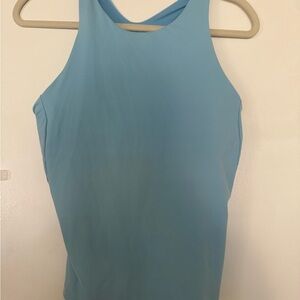Athleta Blue Fitted Tank Top sz L workout gym all seasons light baby blue